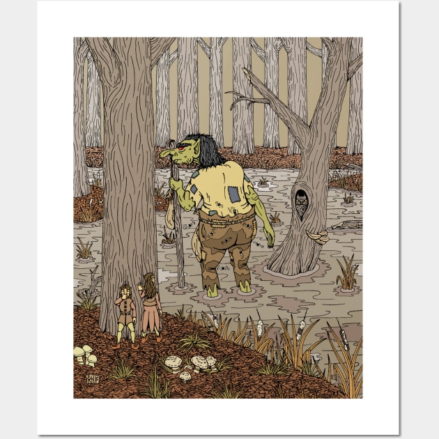 Hiding from Stinkbottom Troll Wall Art by AzureLionProductions